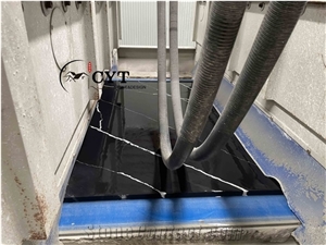 30Mm Thick Black Artificial Calacatta Quartz Stone Slabs