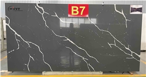 Black Artificial Carrara Engineered Quartz Stone Slabs
