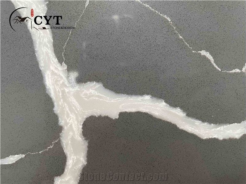 Black Artificial Carrara Engineered Quartz Stone Slabs