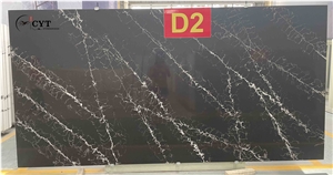 Black Engineered Quartz Stone Slabs For Wall And Floor Tiles