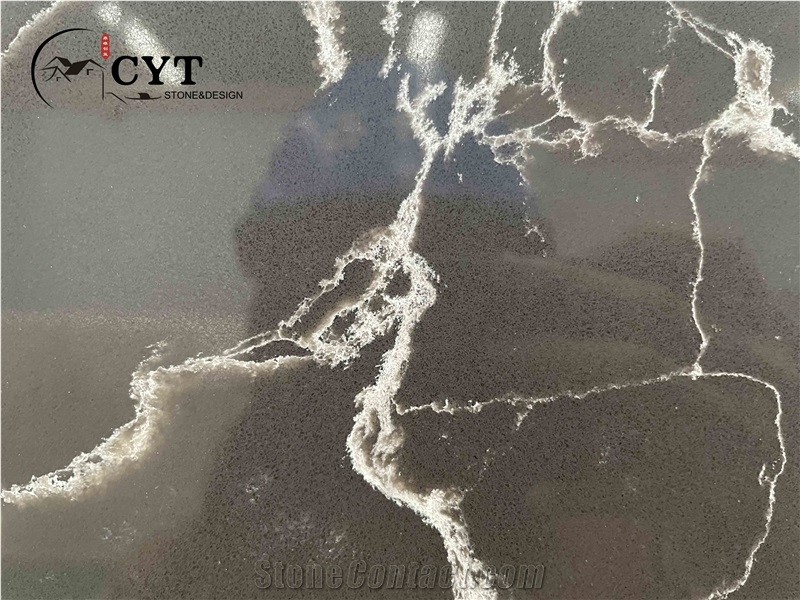 Black Engineered Quartz Stone Slabs For Wall And Floor Tiles