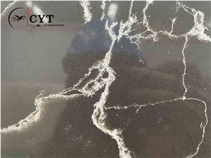 Black Engineered Quartz Stone Slabs For Wall And Floor Tiles