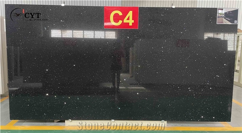 Black Sparkle Engineered Granite Quartz Stone Slabs