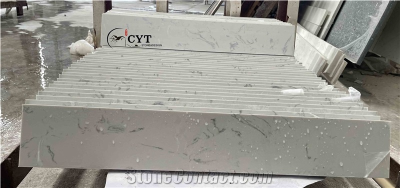 Double Sink Artificial Marble Bathroom Prefab Vanity Tops