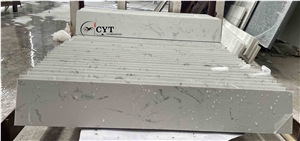 Double Sink Artificial Marble Bathroom Prefab Vanity Tops