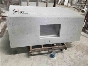 Double Sink Artificial Marble Bathroom Prefab Vanity Tops