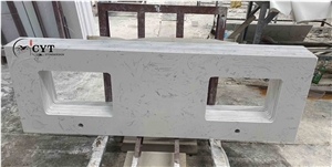 Double Sink Artificial Marble Bathroom Prefab Vanity Tops