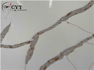 Gold Artificial Calacatta Quartz Stone Slabs