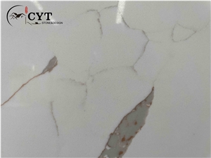 Gold Artificial Calacatta Quartz Stone Slabs
