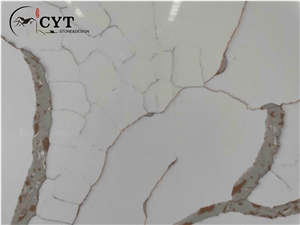 Gold Artificial Calacatta Quartz Stone Slabs