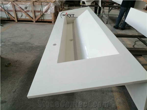 Pure White Quartz Restaurant Commercial Bath Counter Top