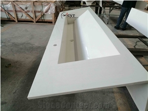 Pure White Quartz Restaurant Commercial Bath Counter Top