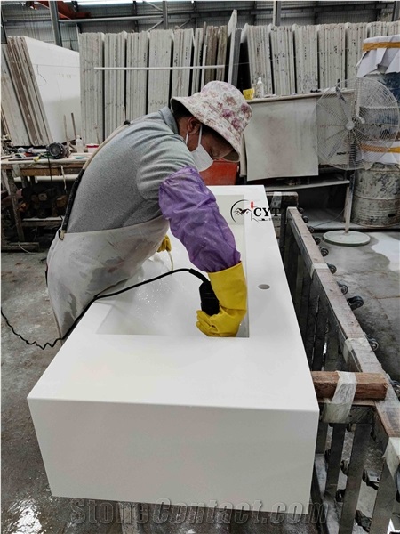 Pure White Quartz Restaurant Commercial Bath Counter Top