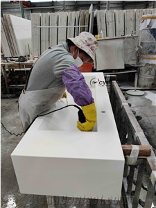 Pure White Quartz Restaurant Commercial Bath Counter Top