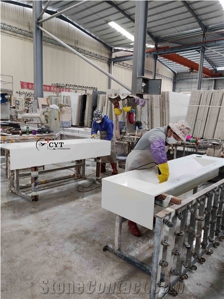 Pure White Quartz Restaurant Commercial Bath Counter Top