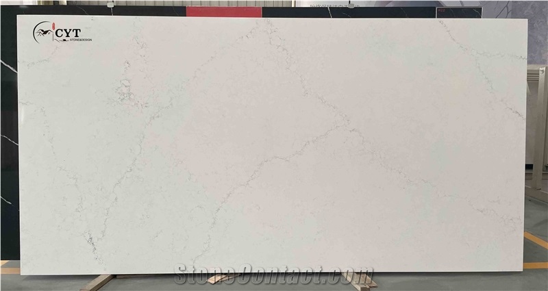 White Artificial Carrara Quartz Engineered Stone Slabs