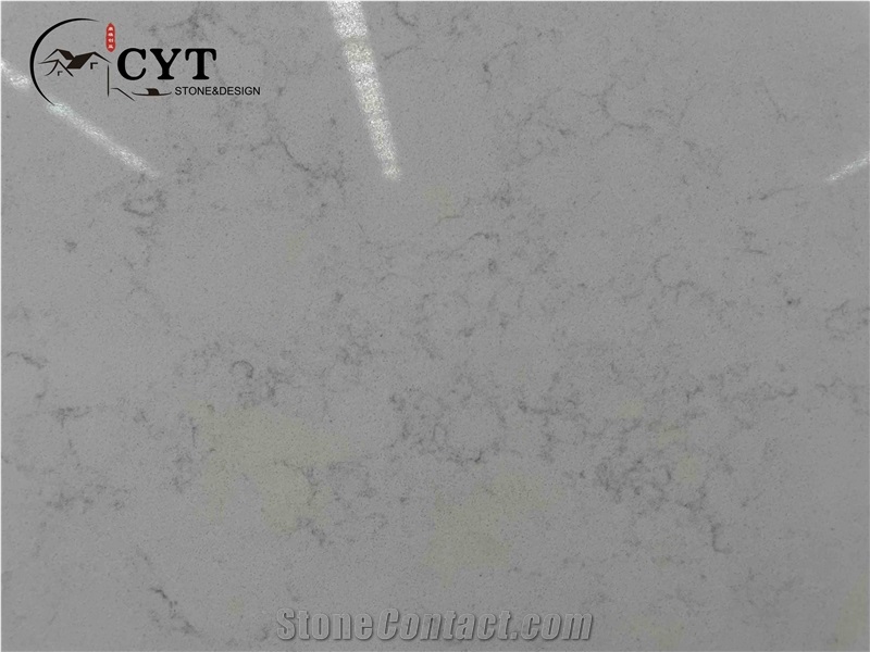 White Artificial Carrara Quartz Engineered Stone Slabs