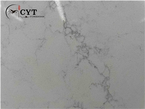 White Artificial Carrara Quartz Engineered Stone Slabs