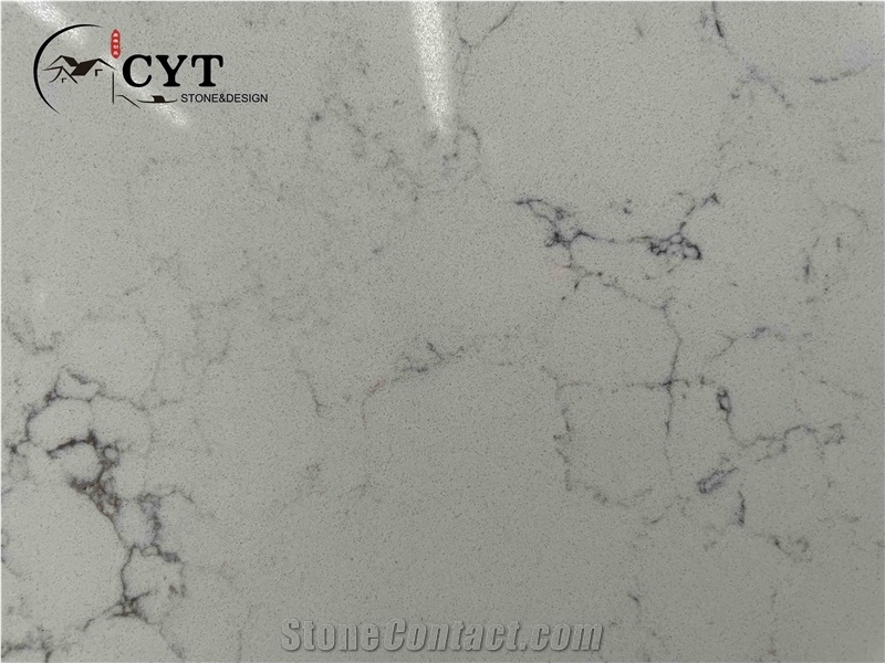 White Artificial Carrara Quartz Engineered Stone Slabs