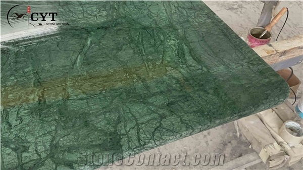 Green Marble Restaurant Cafe Rectangle Table Work Tops