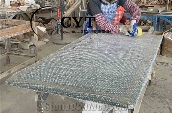 Green Marble Restaurant Cafe Rectangle Table Work Tops