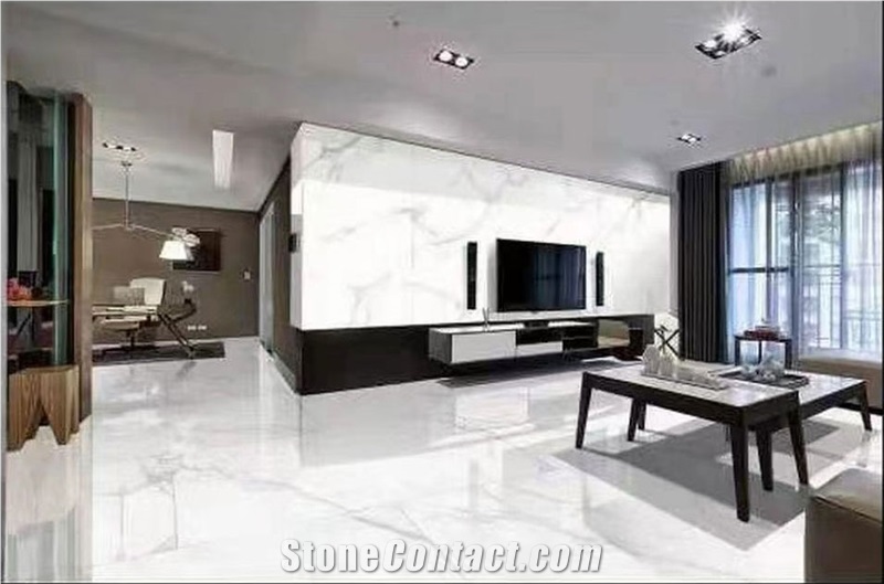 Calacatta White Porcelain Stone Slab For Wall And Floor
