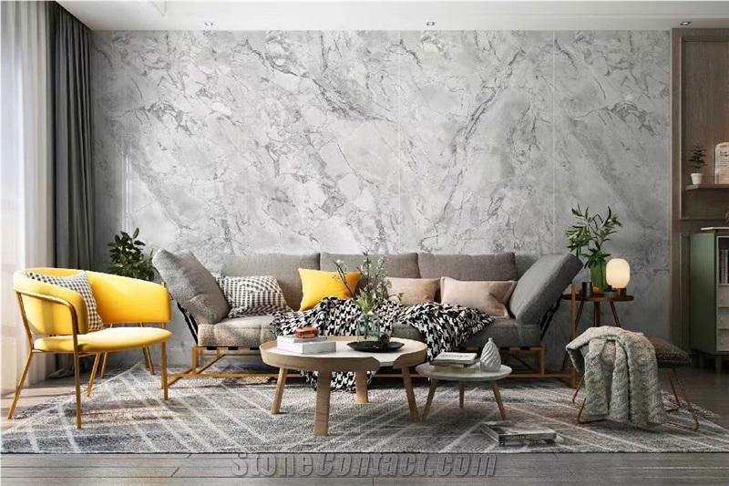 Light Grey Artificial Sintered Stone Slabs For Floor