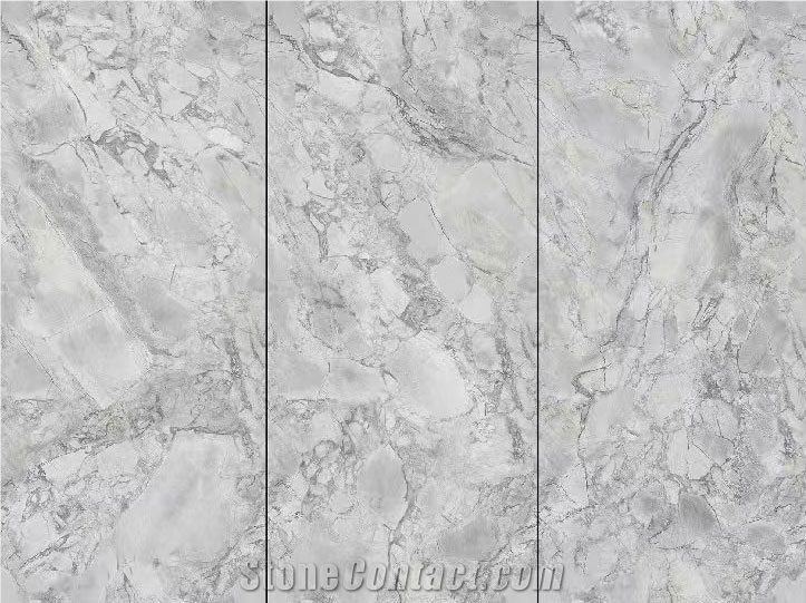 Light Grey Artificial Sintered Stone Slabs For Floor