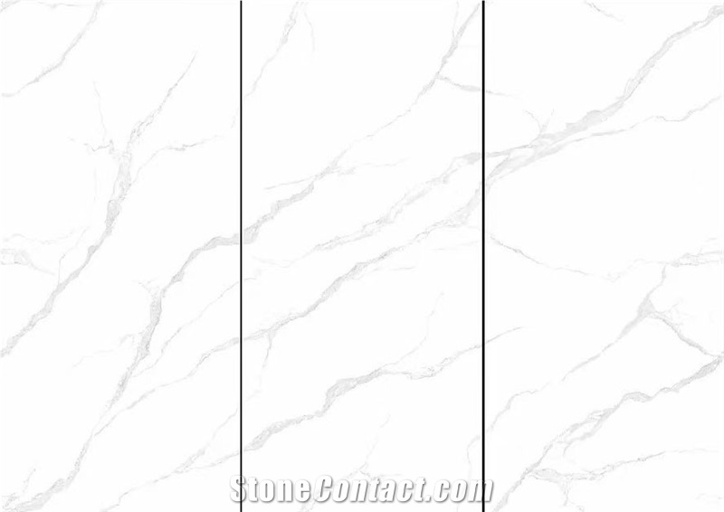 White Calacatta Artificial Porcelain Stone Slab For House