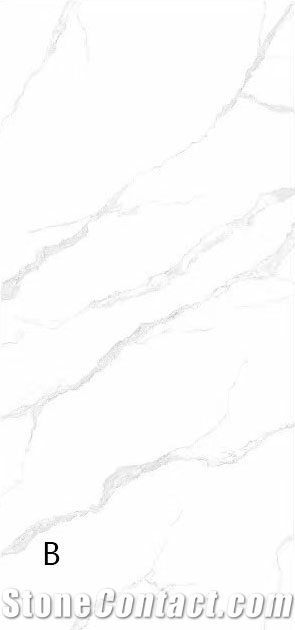 White Calacatta Artificial Porcelain Stone Slab For House
