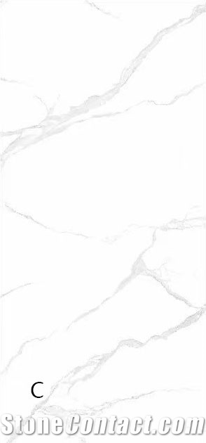 White Calacatta Artificial Porcelain Stone Slab For House