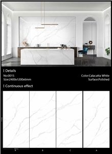 White Calacatta Artificial Porcelain Stone Slab For House