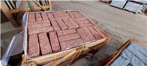 RED GRANITE CUBIC B- Red Binh Dinh Granite Cobble Stone