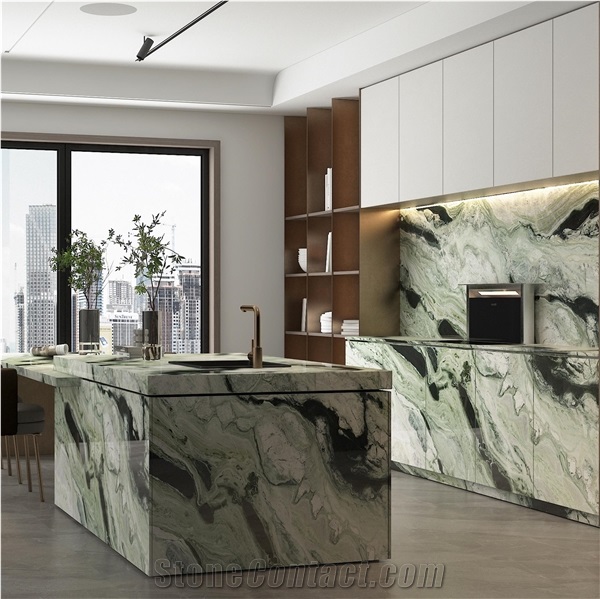 Shangrila Green Marble 18Mm Slabs Tiles