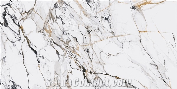 1600*3200MM BOOKMATCH GLOSSY GOLDEN YEAR PORCELAIN SLAB