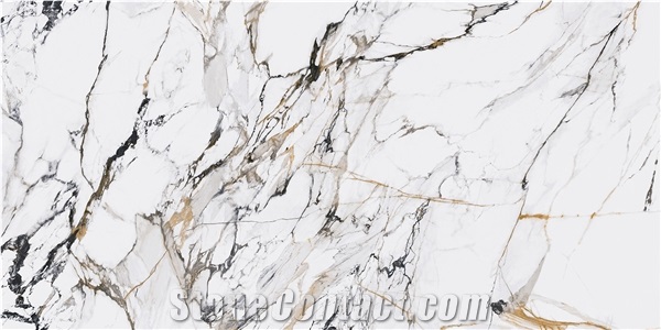 1600*3200MM BOOKMATCH GLOSSY GOLDEN YEAR PORCELAIN SLAB