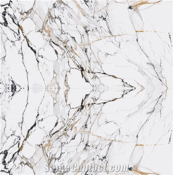 1600*3200MM BOOKMATCH GLOSSY GOLDEN YEAR PORCELAIN SLAB