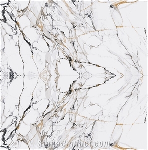 1600*3200MM BOOKMATCH GLOSSY GOLDEN YEAR PORCELAIN SLAB