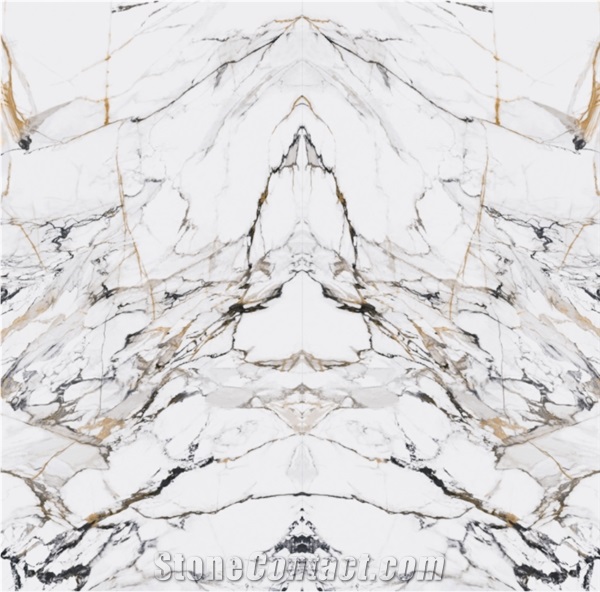 1600*3200MM BOOKMATCH GLOSSY GOLDEN YEAR PORCELAIN SLAB