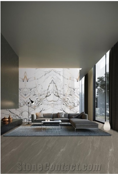 1600*3200MM BOOKMATCH GLOSSY GOLDEN YEAR PORCELAIN SLAB