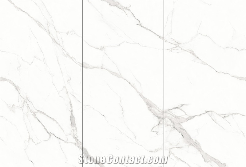 1600*3200MM BOOKMATCH GLOSSY GREECE WHITE SINTERED STONE