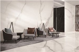 1600*3200MM BOOKMATCH GLOSSY GREECE WHITE SINTERED STONE