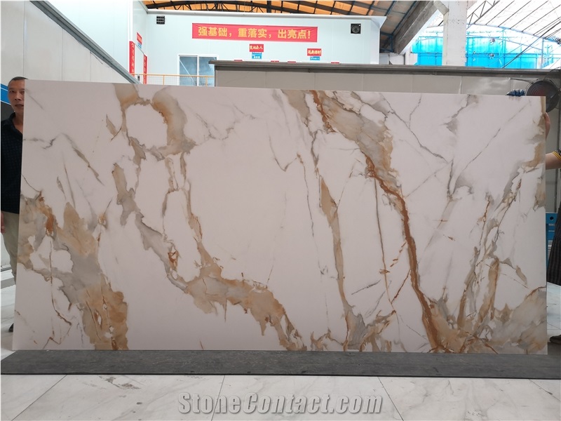 1600*3200MM CALCATTA GOLD POLISHED/MATT POCELIAN SLAB