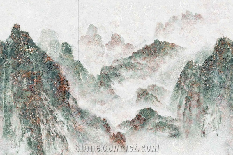 1600*3200MM  GLOSSY SPLENDUD JADE CLOUD PORCELAIN SLAB