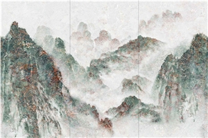 1600*3200MM  GLOSSY SPLENDUD JADE CLOUD PORCELAIN SLAB