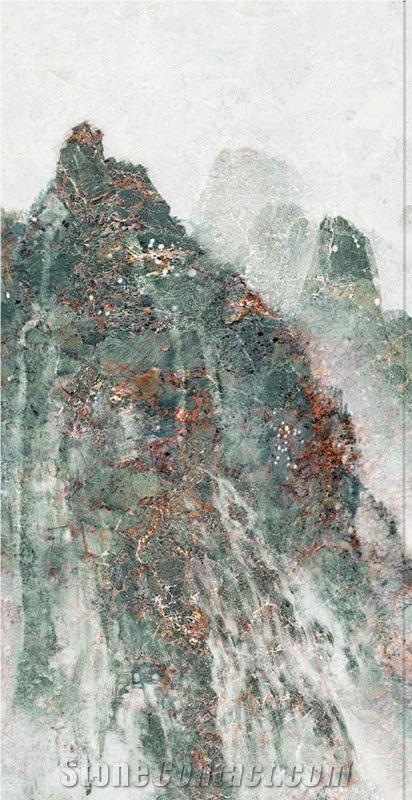 1600*3200MM  GLOSSY SPLENDUD JADE CLOUD PORCELAIN SLAB
