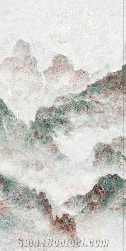 1600*3200MM  GLOSSY SPLENDUD JADE CLOUD PORCELAIN SLAB