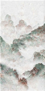 1600*3200MM  GLOSSY SPLENDUD JADE CLOUD PORCELAIN SLAB