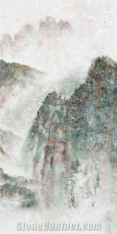 1600*3200MM  GLOSSY SPLENDUD JADE CLOUD PORCELAIN SLAB