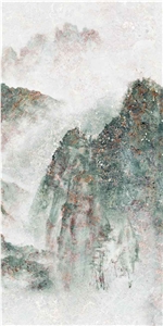 1600*3200MM  GLOSSY SPLENDUD JADE CLOUD PORCELAIN SLAB